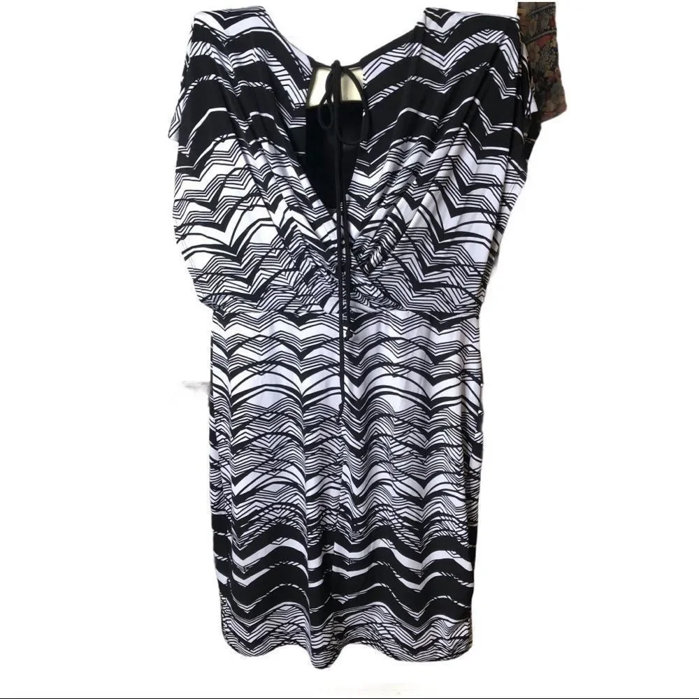 EnFocusstudio bl white abstract  dress Sz 12
